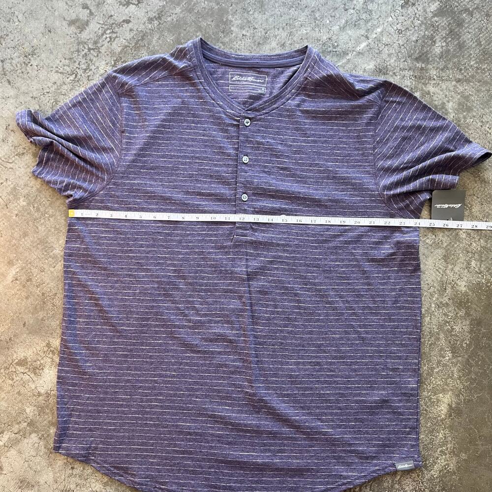 Eddie Bauer Men's XL Slub Jersey Henley Shirt Grape Purple Striped NWOT - Picture 8 of 8